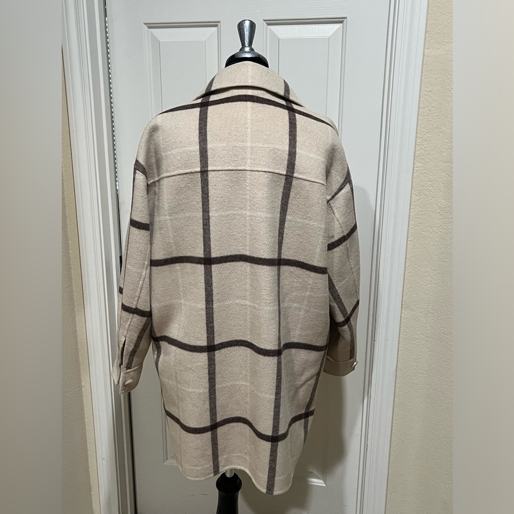 BELLE AND BLOOM RIVERS EDGE Stylish Beige Plaid Button-Up SHACKET WOMEN SIZE XS - Picture 5 of 11